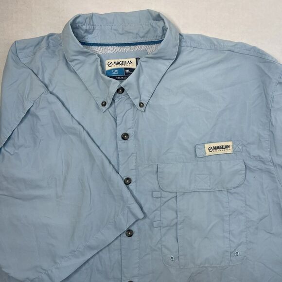 Magellan Outdoors Fish Gear Shirt-‎ Size 2XL- Light Blue -Short Sleeve- Vented - Picture 6 of 16